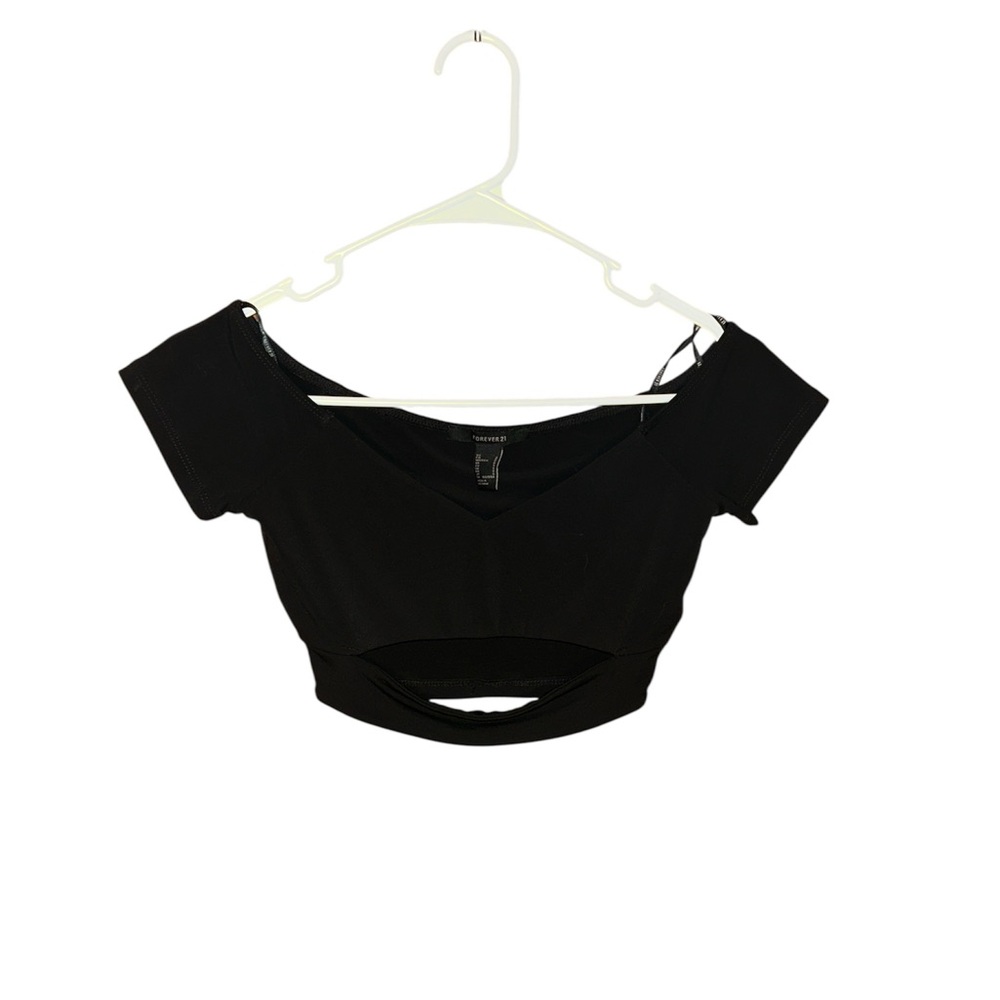 Forever 21 Black Cutout Crop Top